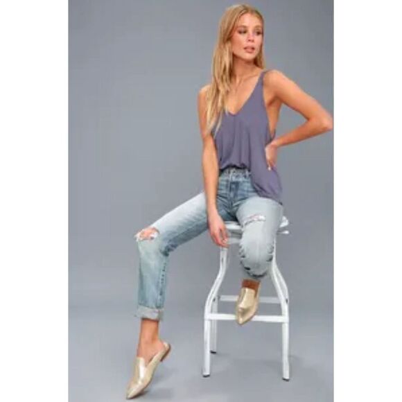 Free People Dani Periwinkle Blue Ribbed Tank Top S - Picture 4 of 12